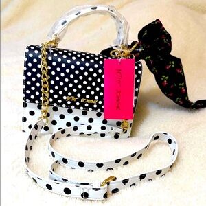 Betsy Johnson Polka Dot Handbag with Gold Chain
